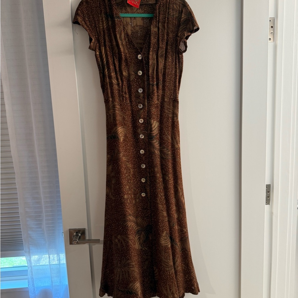 Kenzo Brown Flutter Sleeve Maxi Sundress